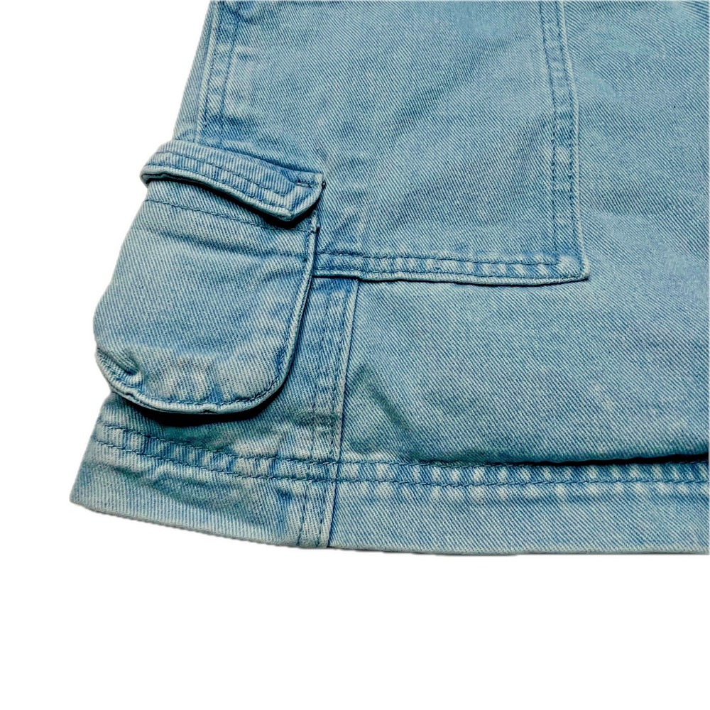 Women's Light Wash Denim Cargo Mini Skirt Utility Pocket Y2K Size 14 Waist 28" - Picture 2 of 13
